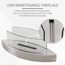 HOMCOM Ethanol Fireplace, 23.5" Tabletop 0.15 Gallon Stainless Steel 215 Sq. Ft., Burns Up To 2 Hours, Silver 10 HOMCOM Ethanol Fireplace, 23.5" Tabletop 0.15 Gallon Stainless Steel 215 Sq. Ft., Burns Up To 2 Hours, Silver -Solo Stoves Shop 41AbZFgsLNL