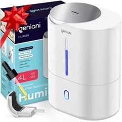 GENIANI Portable Small Cool Mist Humidifiers 250ML - USB Desktop Humidifier For Plants, Office, Car, Baby Room With Auto Shut Off & Night Light - Quiet Mini Humidifier (White) -Solo Stoves Shop 41AgpjNQ1ZL. AC