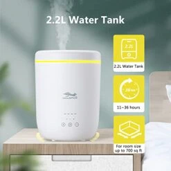 GOLDFOX Humidifiers For Bedroom, 28dB Quiet Humidifiers For Baby, 2.2L Cool Mist Humidifiers With Night Light, Air Humidifier For Plants, Humidifier For Home, Last Up To 36H Worktime, Auto-Shut Off -Solo Stoves Shop 41Aue0q2JnL