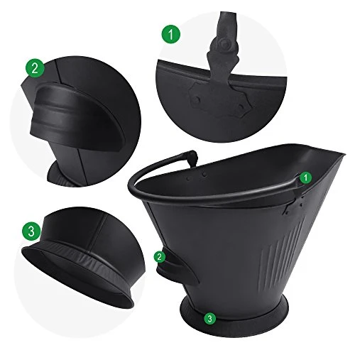 Amagabeli Garden Home Bucket For Fireplace Assembled Pellet Stove Indoor And Outdoor Hot Ashes Carrier Container Black Fireside Fuel Can Sturdy Fire Place Burning Wood Holder Hearth Tools 3 Amagabeli Garden Home Bucket For Fireplace Assembled Pellet Stove Indoor And Outdoor Hot Ashes Carrier Container Black Fireside Fuel Can Sturdy Fire Place Burning Wood Holder Hearth Tools - Image 3