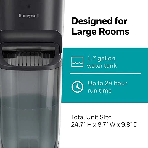Honeywell Top Fill Tower Humidifier, Digital Humidistat, Black – Cool Mist Humidifier For Bedroom, Home Or Office With Space Saving Tower Design 4 Honeywell Top Fill Tower Humidifier, Digital Humidistat, Black – Cool Mist Humidifier For Bedroom, Home Or Office With Space Saving Tower Design - Image 4