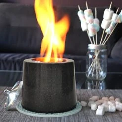 Tabletop Fire Pit. Upgraded Original Marble Portable Tabletop Fireplace With A Lid & A Mat. Indoor Fire Pit Burning Bowl For Table, Mini Fire Pit Used Indoor & Outdoor. Enjoy Our Portable Fireplace.