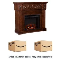 SEI Furniture Calvert Electric Carved Floral Trim Fireplace, Espresso (AMZ8729EF) -Solo Stoves Shop 41CceF8bVJL