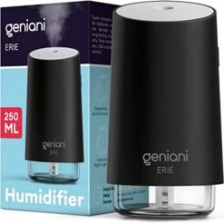 GENIANI Portable Small Cool Mist Humidifiers 250ML - USB Desktop Humidifier For Plants, Office, Car, Baby Room With Auto Shut Off & Night Light - Quiet Mini Humidifier (White) -Solo Stoves Shop 41CzIWEbaHL. AC