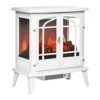 HOMCOM Electric Fireplace Heater, Freestanding Fireplace Stove With Realistic LED Log Flames And Overheating Safety Protection, 1400W, White