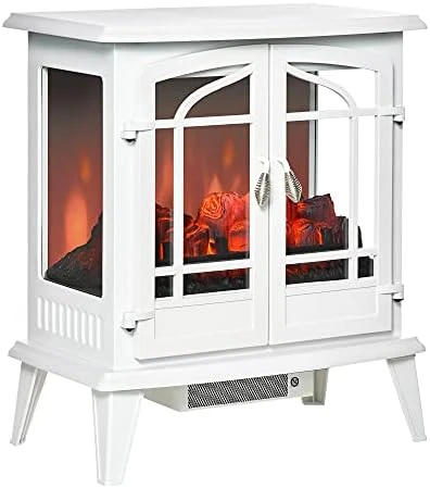 HOMCOM Electric Fireplace Heater, Freestanding Fireplace Stove With Realistic LED Log Flames And Overheating Safety Protection, 1400W, White 9 HOMCOM Electric Fireplace Heater, Freestanding Fireplace Stove With Realistic LED Log Flames And Overheating Safety Protection, 1400W, White - Image 9