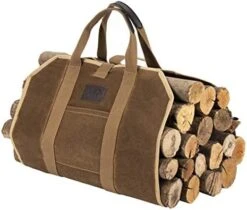 BHD Firewood Fireplace Carrier Logs Tote Holder 20 Oz Waxed Canvas Sturdy Bag With Handles For Camping Indoor Outdoor Brown -Solo Stoves Shop 41DqbLsVWSL. AC