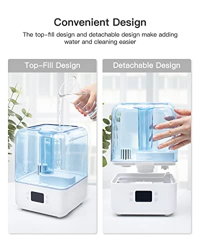 Humidifiers For Bedroom, MORENTO 4.5L Top Fill Humidifiers For Large Room, Cool Mist Humidifiers For Home, 360° Nozzle, Auto Shut-Off, Humidity Setting, Last Up To 50Hrs With Night Light, White 3 Humidifiers For Bedroom, MORENTO 4.5L Top Fill Humidifiers For Large Room, Cool Mist Humidifiers For Home, 360° Nozzle, Auto Shut-Off, Humidity Setting, Last Up To 50Hrs With Night Light, White - Image 3