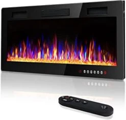 Vitesse 50 Inch Ultra-Thin Electric Fireplace In-Wall Recessed And Wall Mounted Fireplace Heater,Linear Fireplace With Multicolor Flame,Timer,Low Noise,750/1500W,Touch Screen & Remote Control(50’’) -Solo Stoves Shop 41EEOigWkjL. AC
