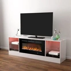 Kentsky 48 Inches Electric Fireplace Inserts, Recessed And Wall Mounted Fireplace Heater, Linear Fireplace W/Thermostat, Remote & Touch Screen, Multicolor Flame, Timer, Log & Crystal, 750W/1500W -Solo Stoves Shop 41EFYy5oLRL. AC