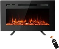 PAOLFOX 36 Inch Electric Fireplace Insert,Wall Mounted,Wall Fireplace Electric With Remote Control,Linear Fireplace,Led Fireplace Recessed,12 Flame Colors -Solo Stoves Shop 41EhAZJS pL. AC