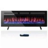 Electric Fireplace 50 Inch, Home4me Fireplace Heater Freestanding, Recessed And Wall Mounted Fireplace 750/1500W, Remote Control With Timer, Touch Screen, Low Noise, 12 Adjustable Flame Colors