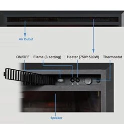 PuraFlame Western Electric Fireplace Insert With Fire Crackling Sound, Remote Control, 750/1500W, Black, 33 1/16 Inches Wide, 25 9/16 Inches High -Solo Stoves Shop 41FrZtQ6SDL