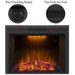 Valuxhome Electric Fireplace, 36 Inches Fireplace Insert With Overheating Protection, Fire Crackling Sound, Remote Control, 750/1500W, Black -Solo Stoves Shop 41GrlIy4qUL