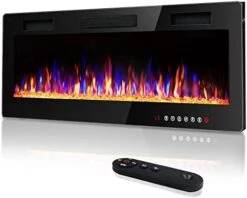 Vitesse 50 Inch Ultra-Thin Electric Fireplace In-Wall Recessed And Wall Mounted Fireplace Heater,Linear Fireplace With Multicolor Flame,Timer,Low Noise,750/1500W,Touch Screen & Remote Control(50’’) -Solo Stoves Shop 41HmfaAQMtL. AC