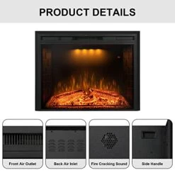 Benrocks 36'' Electric Fireplace Inserts, Recessed & Built In Wall Electric Fireplace Heater With Fire Crackling Sound, Adjustable Top Light & Flame Speed, Overheating Protection, 750/1500W Black 18 Benrocks 36'' Electric Fireplace Inserts, Recessed & Built In Wall Electric Fireplace Heater With Fire Crackling Sound, Adjustable Top Light & Flame Speed, Overheating Protection, 750/1500W Black -Solo Stoves Shop 41HpZDGy6oL