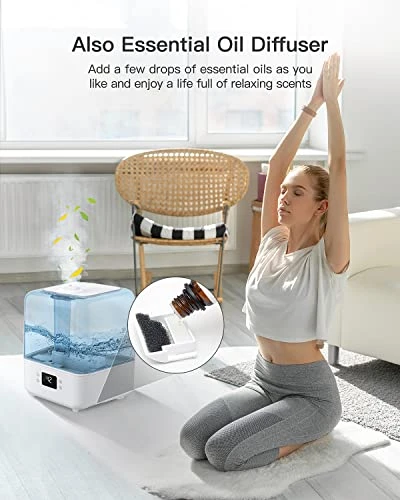 Humidifiers For Bedroom, MORENTO 4.5L Top Fill Humidifiers For Large Room, Cool Mist Humidifiers For Home, 360° Nozzle, Auto Shut-Off, Humidity Setting, Last Up To 50Hrs With Night Light, White 5 Humidifiers For Bedroom, MORENTO 4.5L Top Fill Humidifiers For Large Room, Cool Mist Humidifiers For Home, 360° Nozzle, Auto Shut-Off, Humidity Setting, Last Up To 50Hrs With Night Light, White - Image 5