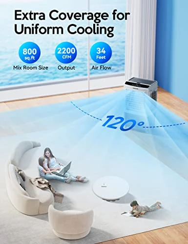 VAGKRI Evaporative Air Cooler, 2200CFM Swamp Cooler, 120°Oscillation Air Cooler With Remote Control, 24H Timer, 3 Modes & Wind Speeds For Outdoor Indoor Use, 9.2Gallon 2 VAGKRI Evaporative Air Cooler, 2200CFM Swamp Cooler, 120°Oscillation Air Cooler With Remote Control, 24H Timer, 3 Modes & Wind Speeds For Outdoor Indoor Use, 9.2Gallon - Image 2