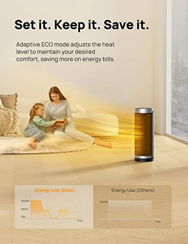 Dreo Space Heaters For Indoor Use, Electric Heater With Remote For Bedroom Large Room, 2022 Upgraded 1500W Fast Heating With Thermostat, Overheating & Tip-Over Protection, 70°Oscillating, Portable 4 Dreo Space Heaters For Indoor Use, Electric Heater With Remote For Bedroom Large Room, 2022 Upgraded 1500W Fast Heating With Thermostat, Overheating & Tip-Over Protection, 70°Oscillating, Portable - Image 4
