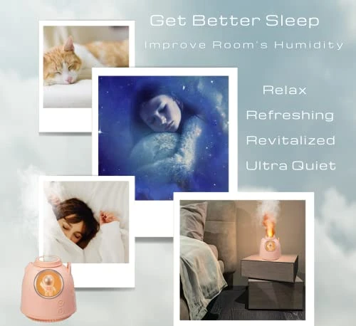 Cool Mist Mini Humidifier - Flame-Effect Light - Cute Ultrasonic Portable Air Humidifier For Bedroom Desk Kids Car & Baby Nursery. Small USB Capsule Rocket. Silent & Auto Shut-Off (260ml), Pink 2 Cool Mist Mini Humidifier - Flame-Effect Light - Cute Ultrasonic Portable Air Humidifier For Bedroom Desk Kids Car & Baby Nursery. Small USB Capsule Rocket. Silent & Auto Shut-Off (260ml), Pink - Image 2