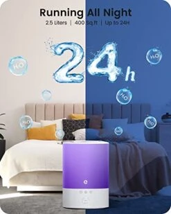 Cool Mist Humidifiers For Bedroom Large Room, Esemoil 2.5L Smart WiFi Baby Air Humidifier With Top-Fill & 28dB Quiet, 24H Ultrasonic Diffuser For Plants, 8 Color Light, Voice Control, Works With Alexa -Solo Stoves Shop 41LaVUuZzqL