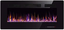 Xbeauty 60" Electric Fireplace In-Wall Recessed And Wall Mounted 1500W Fireplace Heater And Linear Fireplace With Timer/Multicolor Flames/Touch Screen/Remote Control (Black) -Solo Stoves Shop 41LiEf60u6L. AC