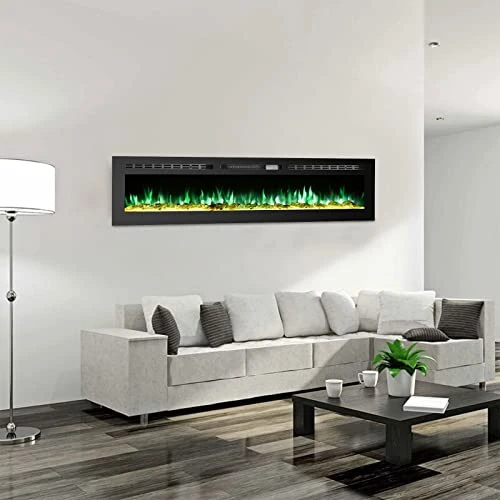 70 Inch Electric Fireplace Inserts, Wall Mounted Fireplace, Led Fireplace With Logs, Recessed Electric Fireplace With Remote Control, Linear Fireplace, 9 Multi Color Flames, 750/1500W 3 70 Inch Electric Fireplace Inserts, Wall Mounted Fireplace, Led Fireplace With Logs, Recessed Electric Fireplace With Remote Control, Linear Fireplace, 9 Multi Color Flames, 750/1500W - Image 3