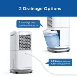 Moiswell 140 Pints Commercial Dehumidifier For Home 6,000 Sq Ft Large Rooms & Basements With Continuous Drain Hose, 2.1 Gallons Water Tank, Advanced Touchpad Control Panel -Solo Stoves Shop 41N6yYFoXmL