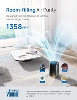 Dreo Air Purifiers Macro Pro, True HEPA Filter, Up To 1358ft² Coverage, 20dB Low Noise, PM2.5 Sensor, 6 Modes, 360 Filtration Cleaner Remove 99.985% Dust Smoke Pollen, Black -Solo Stoves Shop 41NjnpIupYL