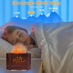 PLUWEL Flame Aroma Diffuser Humidifier,Auto-Off 300ml Essential Oil Diffuser For Large Room, Adjustable Brightness Air Humidifier With Timer For Home Office Spa Gym (Wood Grain) -Solo Stoves Shop 41Nl0Nv4XqL