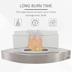 HOMCOM Ethanol Fireplace, 23.5" Tabletop 0.15 Gallon Stainless Steel 215 Sq. Ft., Burns Up To 2 Hours, Silver 11 HOMCOM Ethanol Fireplace, 23.5" Tabletop 0.15 Gallon Stainless Steel 215 Sq. Ft., Burns Up To 2 Hours, Silver -Solo Stoves Shop 41OIGoB8ShL