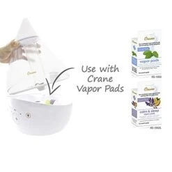 Crane 4-in-1 Drop Ultrasonic Cool Mist Humidifier, 1 Gallon, Top Fill Humidifier, 24 Hour Run Time, With Optional Sound Machine And Color Changing Nightlight, Clear/White -Solo Stoves Shop 41OM6voZscL