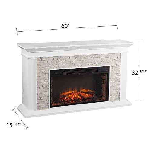 Canyon Heights Faux Stacked Stone Electric Fireplace - White 4 Canyon Heights Faux Stacked Stone Electric Fireplace - White - Image 4