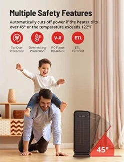 Space Heater, PARIS RHÔNE 16‘’ Space Heater For Indoor Use, 1500W 2S Heating Electric Heater With Remote, 12H Timer, 70°Oscillation, Tip-Over Protection, Ceramic Heater With Thermostat For Bedroom -Solo Stoves Shop 41OzETA4o6L