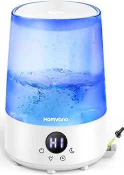 Homvana Small Humidifiers For Baby Bedroom Home, Cool Mist Top-Fill 3L 32H, Quiet 23dB (SilentSpray Tech), Kids Humidifier, Essential Oil Diffuser For Office, Plants, Nursery, BPA FREE, 7 Colors Light