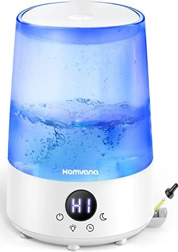 Homvana Small Humidifiers For Baby Bedroom Home, Cool Mist Top-Fill 3L 32H, Quiet 23dB (SilentSpray Tech), Kids Humidifier, Essential Oil Diffuser For Office, Plants, Nursery, BPA FREE, 7 Colors Light 6 Homvana Small Humidifiers For Baby Bedroom Home, Cool Mist Top-Fill 3L 32H, Quiet 23dB (SilentSpray Tech), Kids Humidifier, Essential Oil Diffuser For Office, Plants, Nursery, BPA FREE, 7 Colors Light - Image 6