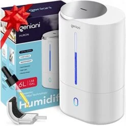 GENIANI Portable Small Cool Mist Humidifiers 250ML - USB Desktop Humidifier For Plants, Office, Car, Baby Room With Auto Shut Off & Night Light - Quiet Mini Humidifier (White) -Solo Stoves Shop 41Q2bPSMtqL. AC