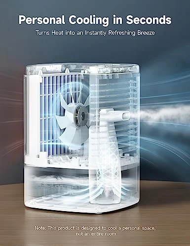 HiCOZY Air Cooler With 2 Ultrasonic Mist Levels & 3 Fan Speeds, Evaporative Air Cooler With Detachable 650ml/23oz Water Tank, 3-in-1 Portable Air Cooling Fan For Desktop, Office And Bedroom 2 HiCOZY Air Cooler With 2 Ultrasonic Mist Levels & 3 Fan Speeds, Evaporative Air Cooler With Detachable 650ml/23oz Water Tank, 3-in-1 Portable Air Cooling Fan For Desktop, Office And Bedroom - Image 2