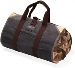 BHD Firewood Fireplace Carrier Logs Tote Holder 20 Oz Waxed Canvas Sturdy Bag With Handles For Camping Indoor Outdoor Brown -Solo Stoves Shop 41QTvyV7AVL. AC