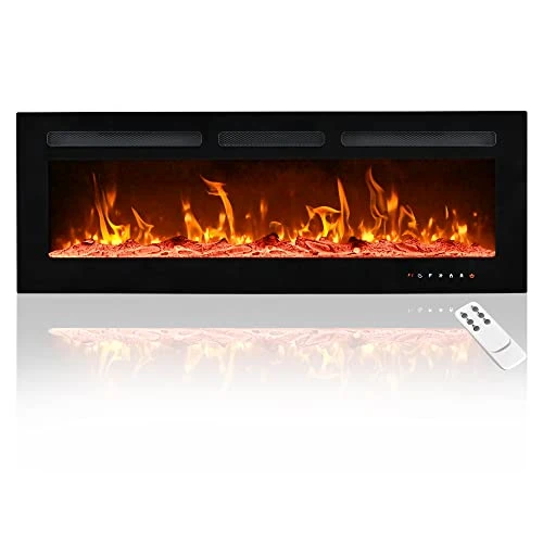 E EUHOMY 50-inch Electric Fireplace, Recessed And Wall Mounted Fireplace Heater, Adjustable Brightness, Multiple Colors, Dual Control Remote And Touch Screen, Indoor Heater With Timer, 750W/1500W 1 E EUHOMY 50-inch Electric Fireplace, Recessed And Wall Mounted Fireplace Heater, Adjustable Brightness, Multiple Colors, Dual Control Remote And Touch Screen, Indoor Heater With Timer, 750W/1500W