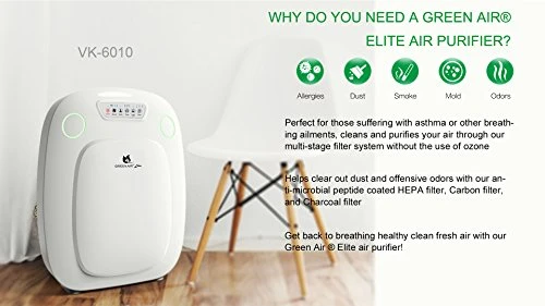 Green Air Elite HEPA And Odor Fighting Filter Air Purifier With IonCluster Technology For Large Rooms, HEPA, Carbon, And Charcoal Filter For Allergies, Pets, Odors, Mold, Dust, Germs, Smoke, 600 Sq Ft 3 Green Air Elite HEPA And Odor Fighting Filter Air Purifier With IonCluster Technology For Large Rooms, HEPA, Carbon, And Charcoal Filter For Allergies, Pets, Odors, Mold, Dust, Germs, Smoke, 600 Sq Ft - Image 3