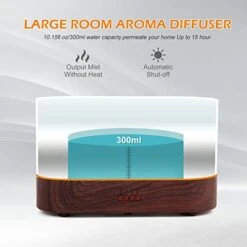 PLUWEL Flame Aroma Diffuser Humidifier,Auto-Off 300ml Essential Oil Diffuser For Large Room, Adjustable Brightness Air Humidifier With Timer For Home Office Spa Gym (Wood Grain) -Solo Stoves Shop 41RQCLe7gkL