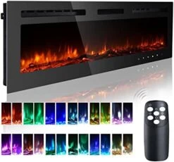 50 Inch Electric Fireplace Inserts, Quiet Wall Mounted Fireplace, Led Fireplace For Living Room, Recessed Electric Fireplace, Linear Fireplace, Logs & Crystal, 750/1500W -Solo Stoves Shop 41RvItJr7PL. AC