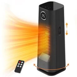 KopBeau Oscillating Space Heater For Indoor Use, 1500W Electric & Portable Heater Ceramic Tower Heater With Remote, 1S Fast Heating, 24Hrs Timer, Wind Direction Adjust, Safe For Bedroom Office Garage