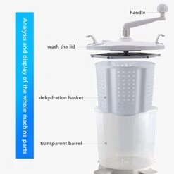 Portable Mini Washing Machine, Mini Hand Crank Washing Machine, Manual Hand Clothes Washer With Retro Design For Dormitory Apartment Camping Nordic Grey -Solo Stoves Shop 41TUE7WLB6L