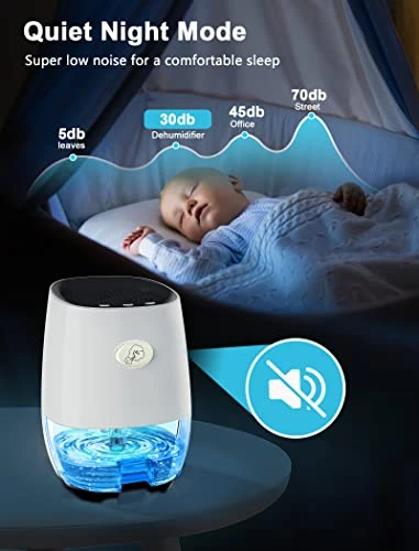 Dehumidifiers:Portable Dehumidifier For Home, Bedroom, Bathroom 35OZ Small Dehumidifiers Mini Dehumidifier With Auto Shut-off, 7 Colors Night Lights, Ultra Quiet For Closet RV Office 5 Dehumidifiers:Portable Dehumidifier For Home, Bedroom, Bathroom 35OZ Small Dehumidifiers Mini Dehumidifier With Auto Shut-off, 7 Colors Night Lights, Ultra Quiet For Closet RV Office - Image 5