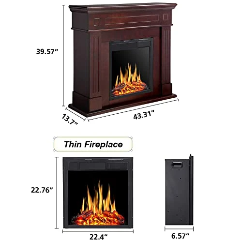 Electric Fireplace With Mantel Brown Heater 1500W Electric Fireplace Freestanding With Remote Control Fireplace Surround With Mantel Adjustable Led Flame 4 Electric Fireplace With Mantel Brown Heater 1500W Electric Fireplace Freestanding With Remote Control Fireplace Surround With Mantel Adjustable Led Flame - Image 4