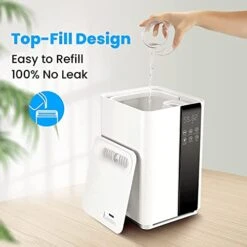 Humidifiers For Bedroom Large Room, Cool And Warm Mist（ up To 212℉） Humidifier With 3-fold Purification, 5L Top Fill Quiet 3 Speed Humidifiers With Auto Shut-Off