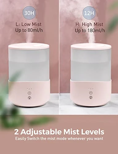 Cool Mist Humidifier, 2-in-1 Essential Oil Diffuser For Baby Kids Nursery, 2.5L Top Fill Humidifier With 7-color Night Lights For Bedroom Office, Humidifier With Adjustable Mist Mode, Auto Shut Off 5 Cool Mist Humidifier, 2-in-1 Essential Oil Diffuser For Baby Kids Nursery, 2.5L Top Fill Humidifier With 7-color Night Lights For Bedroom Office, Humidifier With Adjustable Mist Mode, Auto Shut Off - Image 5