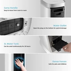 COSTWAY Evaporative Air Cooler, 40-Inch Bladeless Tower Cooler With Remote Control, 4 Ice Packs, 4 Speeds, 7H Timer, 60°Oscillation, Quiet Portable Swamp Cooler Fan For Bedroom Home Office -Solo Stoves Shop 41UYTx1whPL